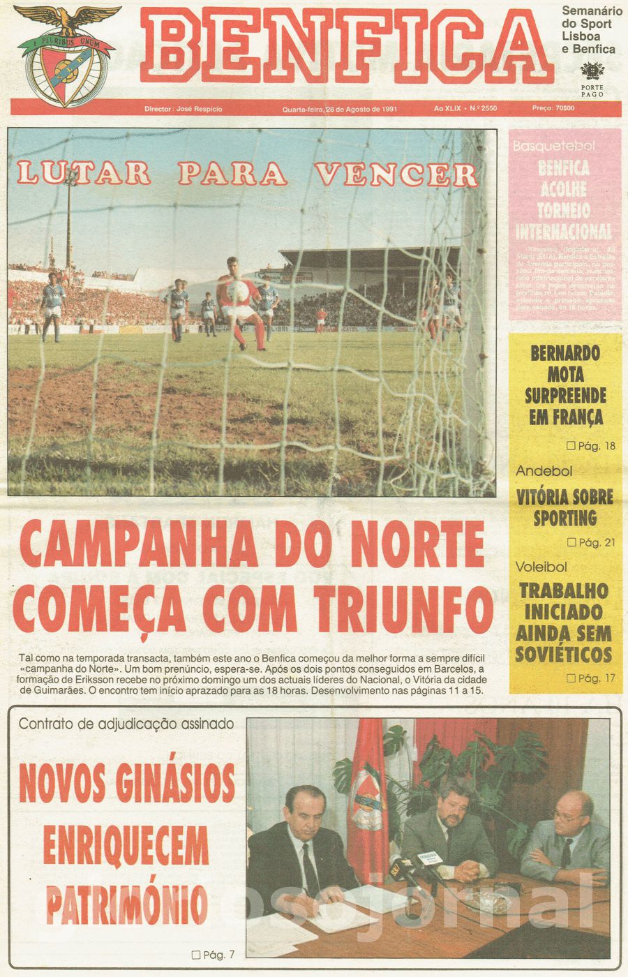 jornal o benfica 2550 1991-08-28